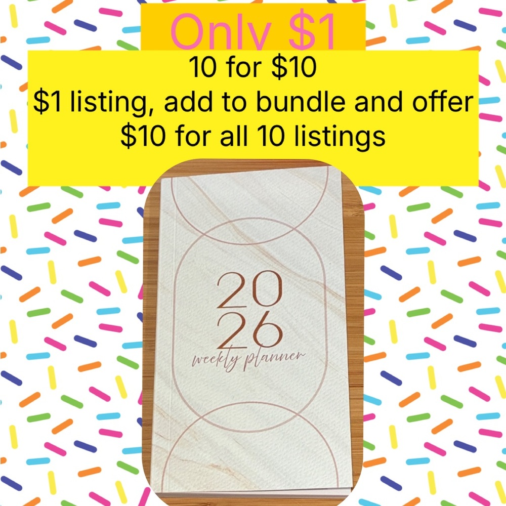 2026 Weekly Planner in White and Pink